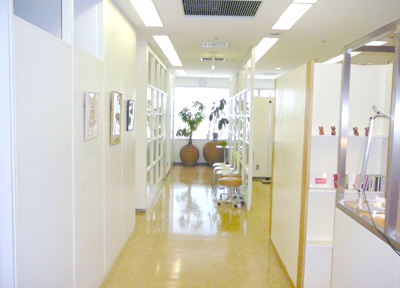 診察室へ続く明るい廊下。